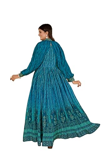 Image of ODD BY chansi TRENDZ Women's Poly Georgette Long Sleeves V-Neck Flared Kurti