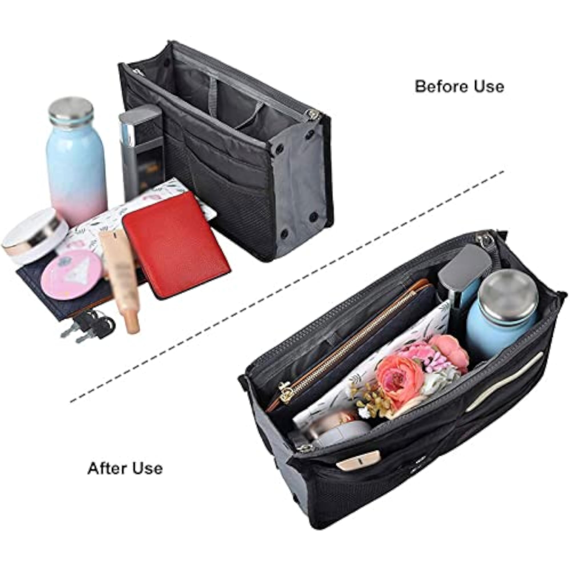 Women Foldable Storage Pouch Handbag Travel Purse Cosmetics Makeup Backpack