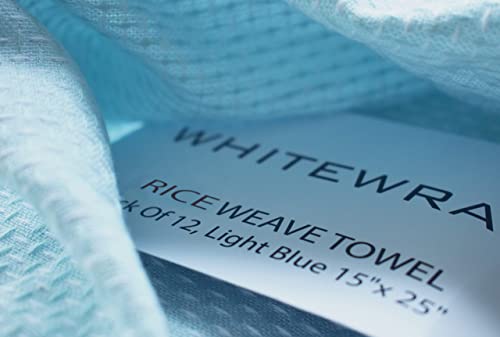 Whitewrap Kitchen Towels | 100% Cotton | Dish Towels For Kitchen | 15"X25" Rice Weave Light Blue 12-Pack | Hand Towels, Tea Towels, Dish Cloths| Super Absorbent | Reusable Cleaning Cloths #TOP7