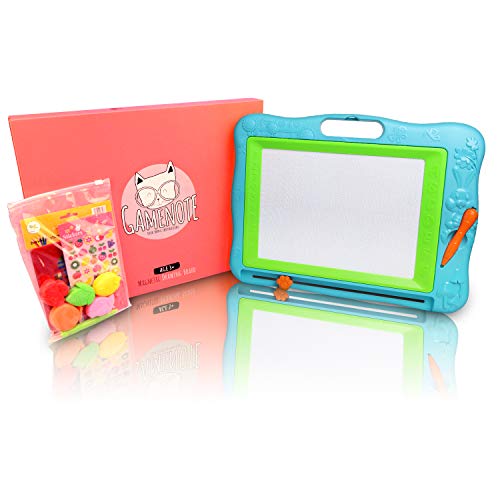 Gamenote Extra Large Magnetic Drawing Board 18×13 with Stamps & Stencils & Replacement Pen - Education Doodle Toys for Kids, Colorful Erasable Magnet Writing Sketching Pad for Toddlers Learning