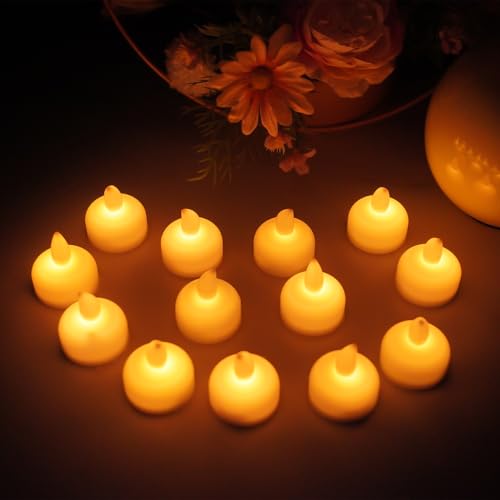 Image of 48pcs Warm White Flameless Waterproof LED Floating Tealights Candles for Aquatic Ambiance - Wedding, Party, Spa