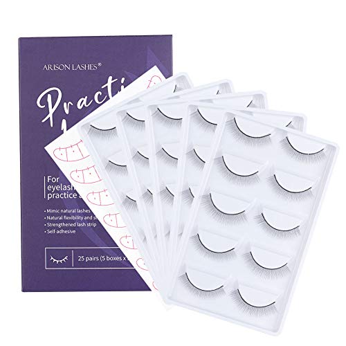 25 Pairs Practice Lashes for Training Eyelash Extensions Supplies elf-adhesive Training Lashes Strip Natural Eyelash Beginner Teaching Eyelashes