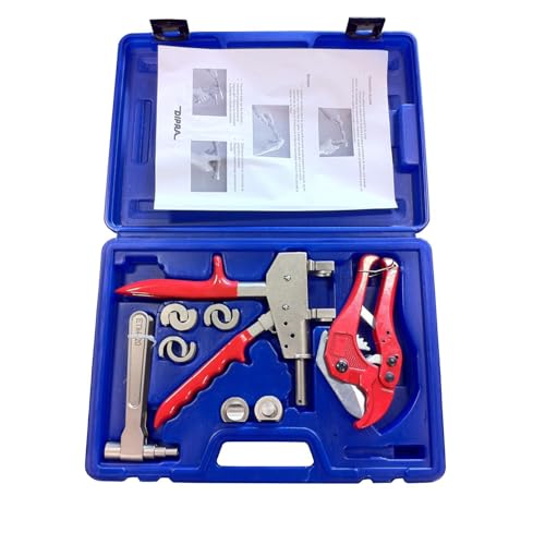 DIPRA - Coffret Pinces pour Raccord à Glissement PER - Pince à Glissement Ø25 mm, Évasoir Ø12-25 mm, Coupe-Tube, 3 Adaptateurs Ø12/16/20 - Mallette