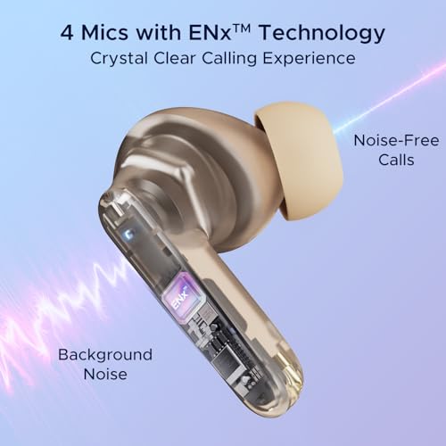 Image of Boat Airdopes 191 ANC, 32dB ANC, Ambient Mode, 60HRS Battery, 4Mics ENx, in-Ear Detection, IWP Tech, Fast Charge, v5.3 Bluetooth Earbuds, TWS Ear Buds Wireless Earphones with mic (Pellucid Orange)