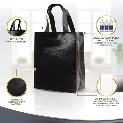 Image of DOUBLE R BAGS Reusable Small Gift Bags - Elegant Gold Shopping Bags with Handles for Weddings, Birthdays, and Return Gifts - Eco-Friendly & Durable.