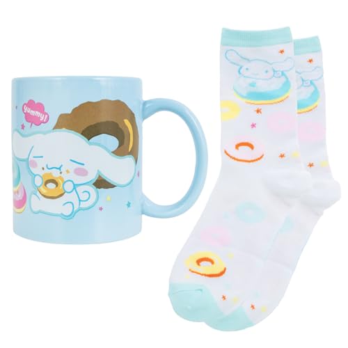 Blue Sky Studios Cinnamoroll Cute Mug & Sock Set, 350 ml Ceramic Mug, Size 4-7 Kawaii Socks, Hello Kitty & Friends Collectible Gifts
