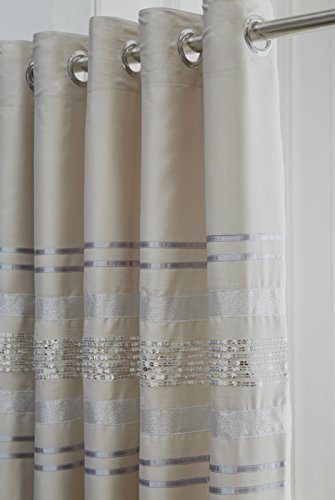 Broadway Paire de Rideaux à œillets Modernes entièrement doublés à Paillettes 168 x 229 cm, Polyester, Beige, 34,5x24x7 cm