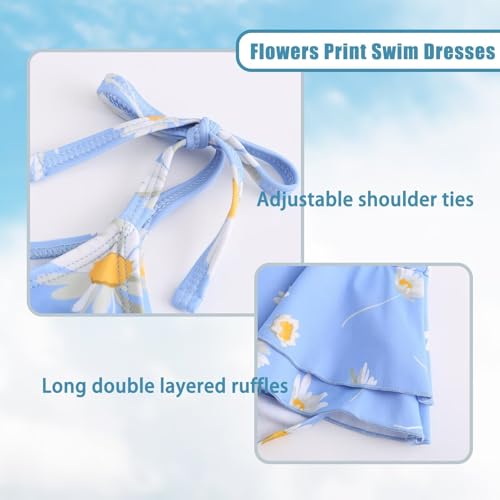 Image of Girls One Piece Swimsuits Halter Ruffled Bathing Suit for Kids Hawaiian Swimwear Leopard Swim Dress 3-16 Years