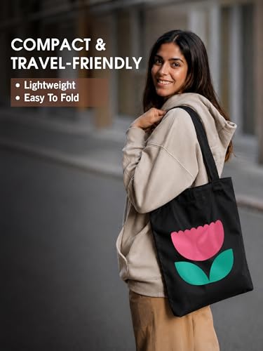Image of DOODLE Premium Canvas Tote Bag for Women with Zip and Inner Pocket for Shopping, Office, Travel and Daily Use