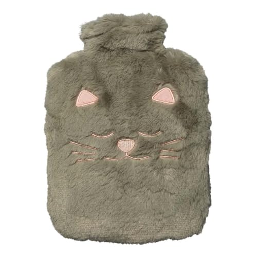DRAEGER PARIS 1886 - Bouillotte Douce Grise - Peluche Fausse Fourrure Chat - Chaufferette Enfant et Adulte - Soulagement Douleurs Ventre, Dos, Cou - Housse...