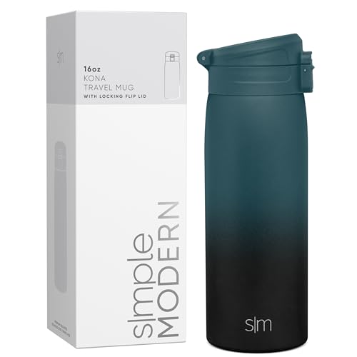 Image of Simple Modern Insulated Thermos Travel Coffee Mug with Snap Flip Lid | Leakproof Reusable Stainless Steel Tumbler Cup | Gifts for Women Men Him Her | Kona Collection | 16oz | Moonlight