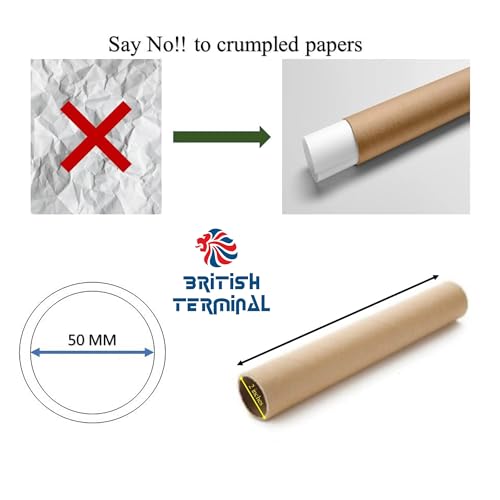 Image of Cardboard Mailing Tubes with Caps,rolled Art craft work Storage,protection,Shipping documents,maps,drawings,paintings,posters,packing,paper tube (Length: 18 inches (45 CM), 5 PCS)