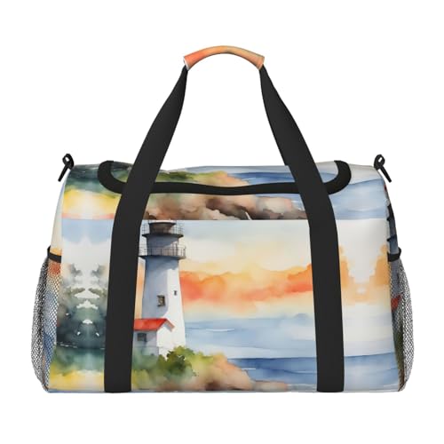 Lighthouse Foldable Travel Duffel Bag Tote Carry On Luggage Bag For Weekend Getaways, For Spontaneous Trips