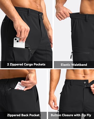 Pudolla Men's Hiking Cargo Shorts 9" Lightweight Stretch Travel Work Shorts for Men Outdoor Casual with 5 Pockets4