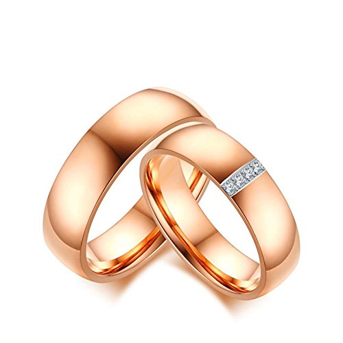 Bague de mariage pour deux acier inoxydable anti rayure alliance or rose