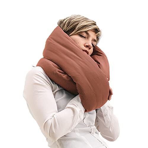 Huzi Design Infinity Pillow - Reisekissen Nackenkissen Ideal für Reise Büro Entwurf Weiches Nackenstützkissen (Terracotta) - Image 3
