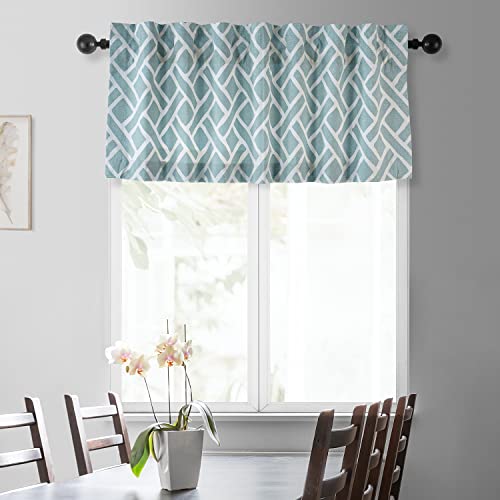 Image of HPD Half Price Drapes Window Valance 50 X 19 Cotton Martinique Printed, PRCT-VLD07B-19, Martinique Aqua