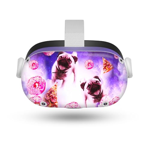 Head Case Designs Officially Licensed Random Galaxy Space Pugs Pizza & Donut Art Mix Vinyl Sticker Skin Decal Cover Compatible with Meta Quest 2