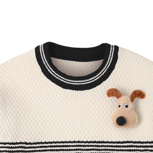 Image of Bold N Elegant Kid's Full Sleeve 3D Cute Puppy Plush Toy Brooch Cartoon Warm Woolen Winter Holiday Party Pullover Sweater Cardigan for Boys & Girls