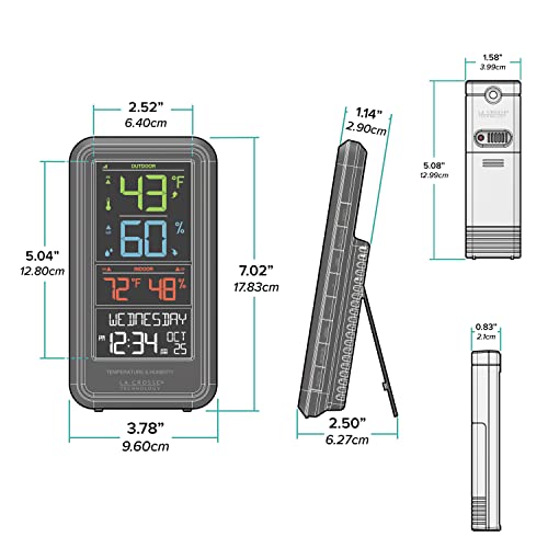 La Crosse Technology S82967-INT Advanced Indoor/Outdoor Temperature & Humidity Monitor With Custom Alerts And Gauge Range Of 300 Feet - Calendar Display & Auto-Dim Backlight thumb #2