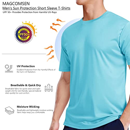 Mens Short Sleeve Sun Shirts Lightweight Shirts Moisture Wicking Upf 50+ Workout Running Shirt Dry Fit Active T-Shirt Lake Blue #TOP1