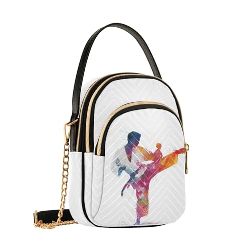 Watercolor Taekwondo Print Crossbody Bags for Women Detachable Strap Purses Shoulder Bag Travel Handbags2