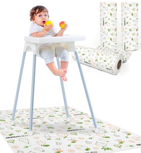 Image of Minimono Baby Splat Mat for Under High Chair - 30 Pcs Disposable and Waterproof Splash Mats - 40"x47" Multipurpose Activity Mat for Picnic, Arts and Crafts - Baby Led Weaning Supplies (Fruits Veggies)