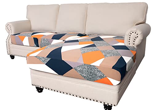 Searchi Sectional Couch Covers 3 Piece For Sectional Sofa L Shape Separate Cushion Couch Chaise Cover For Both Left/Right Sectional Couch Cushion(2 Seater+1 Chaise, Orange Geometry) #TOP15