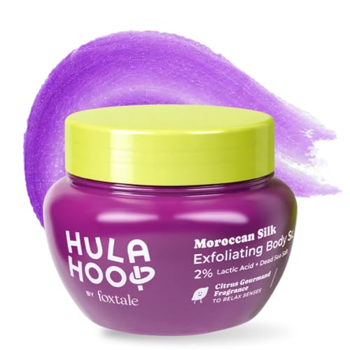 Image of Hula Hoop Exfoliating Body Scrub by Foxtale | Smoothes Skin & Fades Tan | Dead Sea Salt + Perlite + Lactic Acid | Prevents Strawberry Skin | Hydrates & Nourishes Skin Barrier