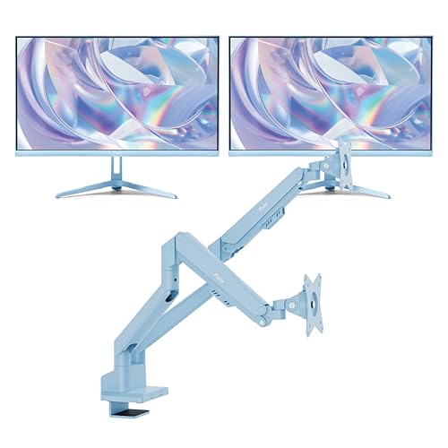 Image of Pixio Two PX249 Wave Blue 24 inch 240Hz Refresh Rate FHD 1080p Resolution IPS Panel 4ms GTG Response Time Gaming Monitor and PS1D Wave Blue Dual Monitor Arm