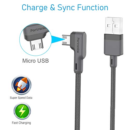 Portronics Konnect L 1.2Mtr, Fast Charging 3A Micro USB Cable with Charge & Sync Function (Grey) - Image 2
