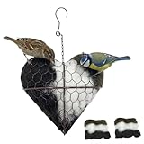 Nistmaterial für Wildvögel, Nistmaterials für Vögel, Vogelnest Herz, Vögel Nistmaterial Und Halter-Set, Inklusive 2 Beutel mit Nistmaterials, Nisthilfen für Vögels, für Garten, Hof