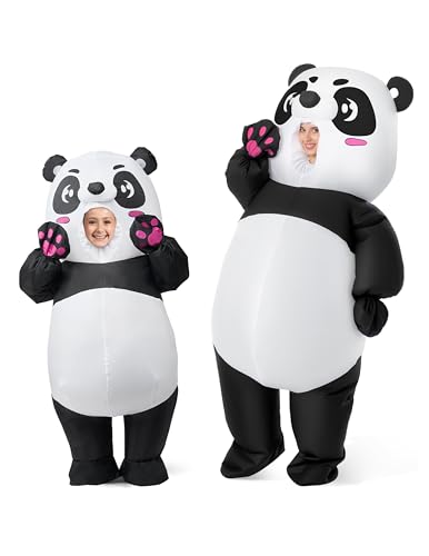 Spooktacular Creations Fantasia insuflável de Halloween para crianças, fantasia insuflável de panda de corpo inteiro com luvas, fantasia insuflável para festas de cosplay com tema de Halloween.