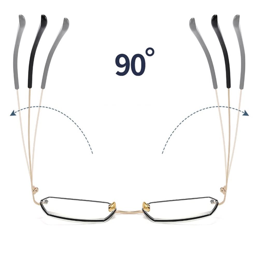 FREAZE Rahmenlose Lesebrillen Diamantschliff HD Brille Lesehilfe Herren Lesebrille Unternehmen Schwarz 1.0 2.0 3.0 Anti Blaulicht Anti Müdigkeit (Size : +1.5)