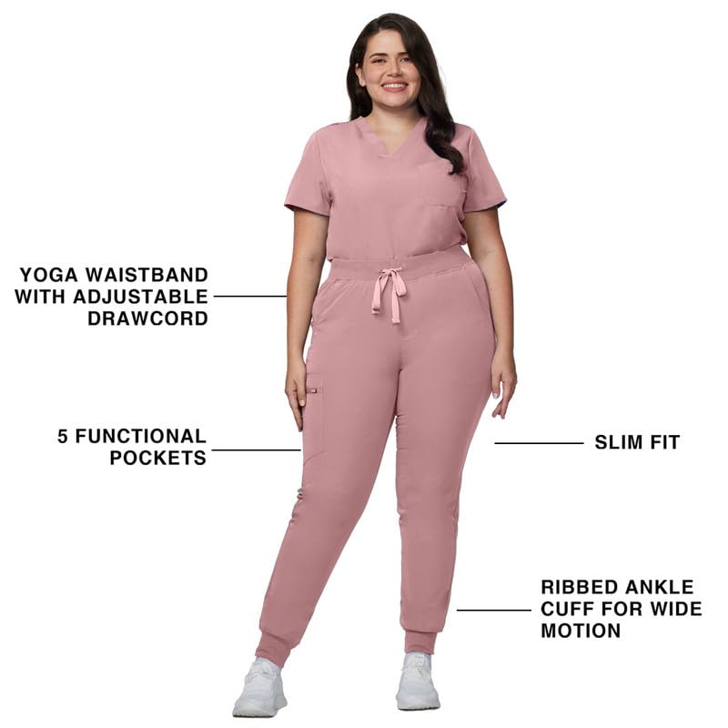 Image of Kitmaz Women's Scrub Jogger Pants, Mid Rise 4-Way Stretch, 5 Pockets | 4-way stretch, slim fit, anti-static, anti-wrinkle, machine washable