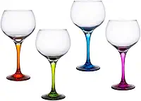 Jogo 4 Taças Vidro Gin Pé Colorido 790ml