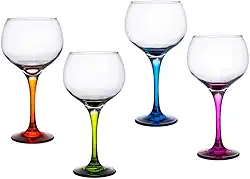 Jogo 4 Taças Vidro Gin Pé Colorido 790ml