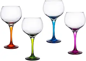 Jogo 4 Taças Vidro Gin Pé Colorido 790ml