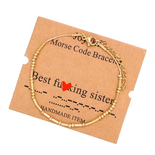 Image of JoycuFF Inspirational Morse Code Bracelets for Women Silver Beads Jewelry Encouragement Mantra Gifts for Her