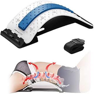Back Stretcher, Moocoo Lower Back Pain Relief Device with Magnet, Multi-Level Back Cracker Back Massager, Lumbar Support Spine Board for Herniated Disc, Sciatica, Scoliosis (White)