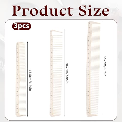 3 Peines para Corte de Cabello con Regla, Set Profesional miniatura 2