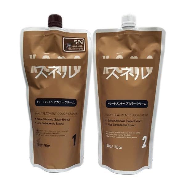 Newgenxeno Snail Treatment Color Cream ~ A colorfast, non-irritating hair dye (Natural Brown 5N)