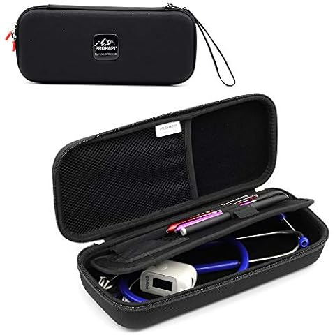 PROHAPI Hard Stethoscope Case, Large Stethoscope Carrying Case with ID Slot, Compatible with 3M Littmann/ADC/Omron/MDF Stethoscope Includes Mesh Pocket for Nurse Accessories (Black) Cover