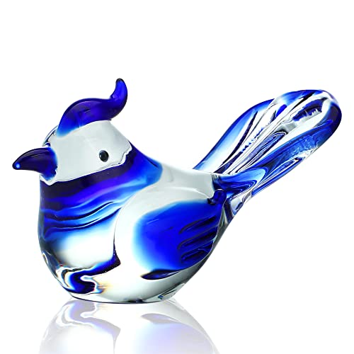 HDCRYSTALGIFTS Figuras coleccionables de pájaros de cristal soplado de 3.5 pulgadas,...