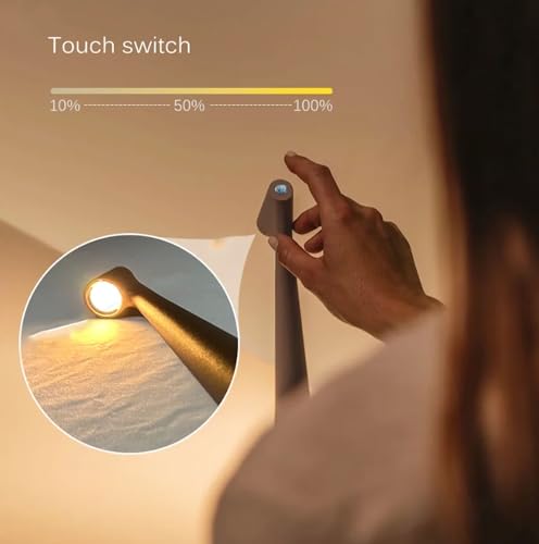 Image of NYRWANA Table Lamp | 2000mAh Battery | Home Decor, Lamp, Lamps for Bedroom and Living Room, Stepless Dimming, 3 Colour Touch Control, USB-C Charging (Metal - Black)