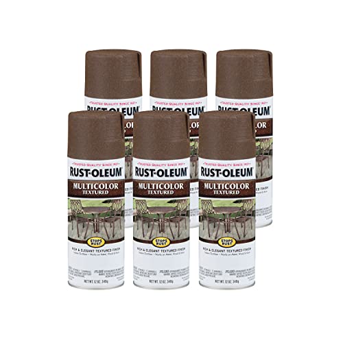 Image of Rust-Oleum Stops Rust Multi-Color Textured Spray Paint, Autumn Brown | Rust Resistant | Indoor and Outdoor | Beautiful Finish on Metal, Wood & More | Comfort Tip | Any Angle Spray | 6 Pack
