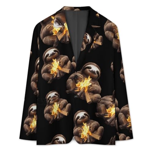 Funny Campfire Sloth Classic Suits Blazer for Men Business Tuxedo Jacket Sport Coat Two Buttons3