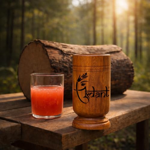 Image of Vijaysar Wooden Tumbler Glass for Water | Traditional Ayurvedic Wood Cup | Natural Herbal Drinkware for Daily Wellness