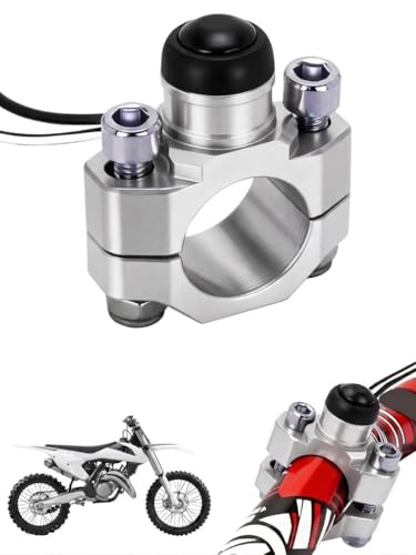 Image of JFG RACING Dirt Bike Engine Stop Start Kill Switch Button CNC with Mounting Backplate Universal for Dirt Pit Bike MX Motocross Supermoto Racing ATV Quad KAYO-Silver