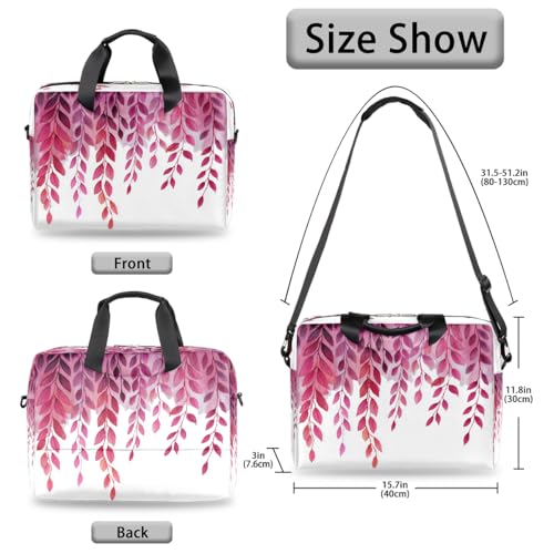 Maletín para laptop 15.6-16 pulgadas con estampado hojas borgoña miniatura 6